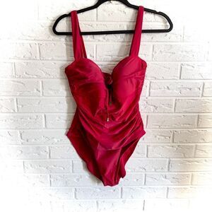 Bleu Rod Beattie Red One Piece Lace Up Swimsuit Size 10